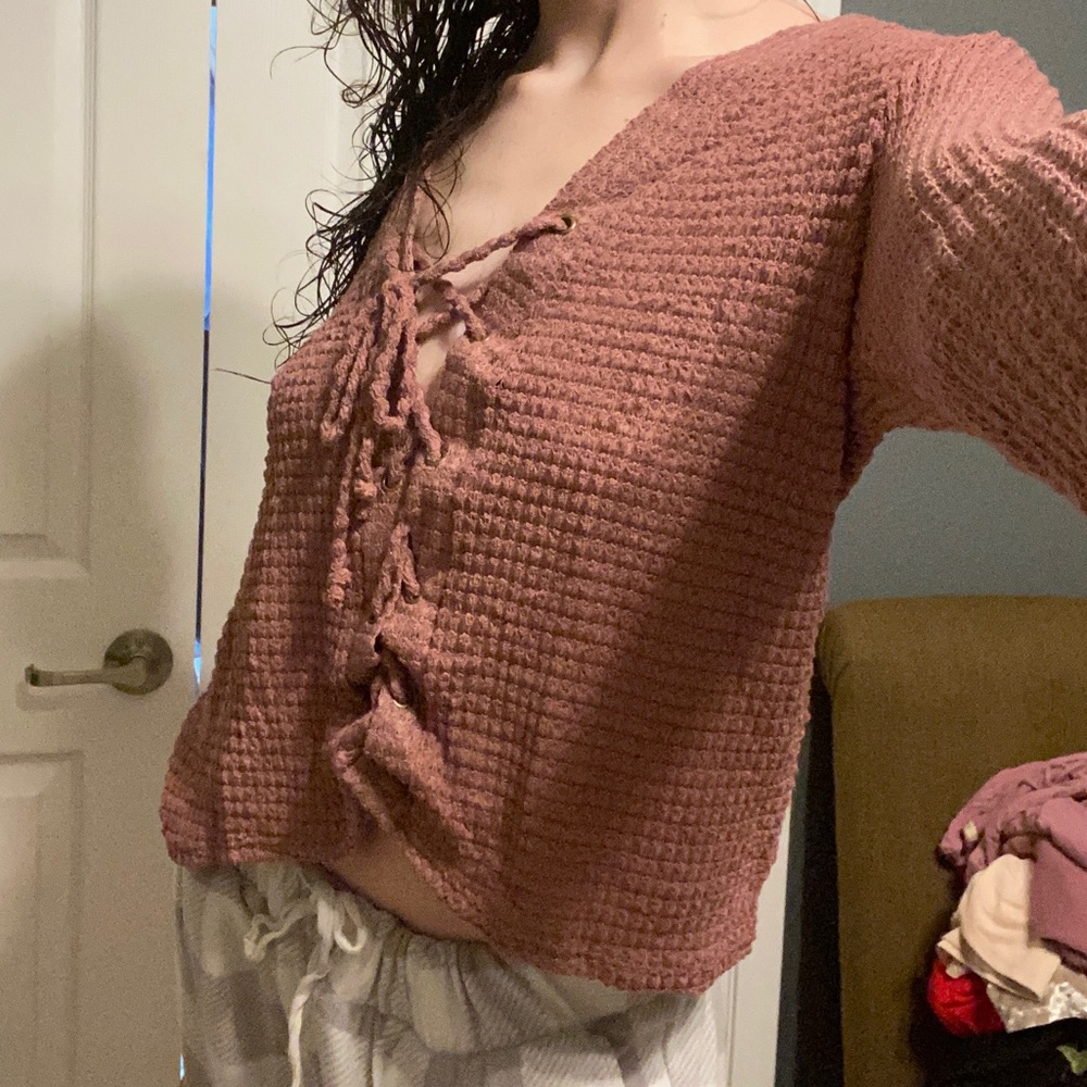 Charlotte russe tie up sweater